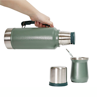 Thermos à double paroi en acier inoxydable 304 de 1 L et 1,3 L, écologique, pour yerba maté et café, maintien thermique de 24 à 36 heures, sans BPA, pour le camping