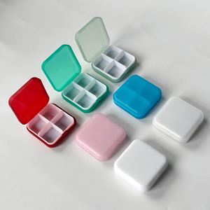 Promotion Portable Pill <b>Box</b> Custom Logo Printed 4 Compartments Cute Plastic 4 Case Square Pill <b>Box</b> - Product Image 3