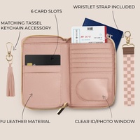 Boshiho PU NATIONAL Style 3 en 1 Protector de Tarjetas de Crédito RFID para Viajes y Negocios, Funda Personalizada para Pasaporte con Correa de Muñeca 90G