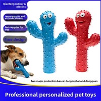 Jouet pour chien personnalisable en caoutchouc, motif cactus, interactif, durable, à mâcher, pour le nettoyage des dents, avec sonnette, pour le marché international