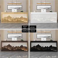 Kainice Comptoir de réception de luxe en bois massif à LED Table de bureau de caissier de luxe pour magasin de détail Équipement de supermarché Comptoir de caisse