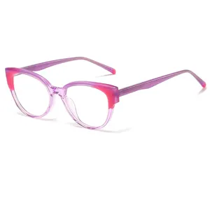 High End Quality Classic Cat Eye Acetate Optical Glasses Frames For Women Colorful Transparent Eye Wear Spectacles Frames