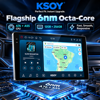 Radio Mobil Android Universal KSOY-12 Layar Sentuh QLED Wireless Carplay GPS Head Unit 12+256G Kamera 360 Optik Koaksial FM AM