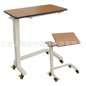 Mesa de Noche Hidráulica con Base de Pedestal, Superficie de Madera Rectangular, Mueble de Hospital - Product Image 5