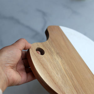 Plateau à fromage en bois et marbre, <span class=keywords><strong>planche</strong></span> à découper en bois d'acacia, plateau de service en marbre - Product Image 4