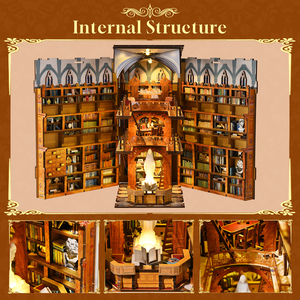 Minicity phong cách mới cuốn sách bằng gỗ Nook thư viện công cộng 3D câu đố bằng gỗ Dollhouse thu nhỏ DIY Craft Kit cuốn sách Nook Kit - Product Image 5