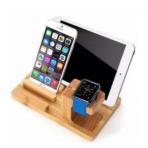 Jumon טלפון סלולרי Tablet מחזיק במבוק עץ תחנת טעינת כבל אחסון תיבת Dock Stand