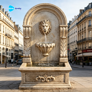 <span class=keywords><strong>Fontaine</strong></span> <span class=keywords><strong>murale</strong></span> extérieure en marbre beige naturel antique avec tête de lion - Product Image 5