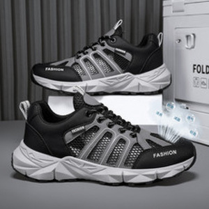 Zapatillas deportivas de malla transpirable para hombre 2026, con cordones, de moda, delgadas, de verano, con suela gruesa antideslizante para correr y senderismo - Product Image 3