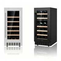Enfriador de Vino Integrado con Puerta de Vidrio Simple, Refrigerador de Vino Bajo Encimera de Acero Inoxidable para Almacenamiento de Vino en el Hogar, Cocina o Bar