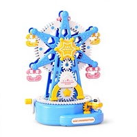 QS Puzzle Gear Ferris Wheel Music Box Gear Assembly Toy Electric and Hand Cranked Three Gear Rotating Model