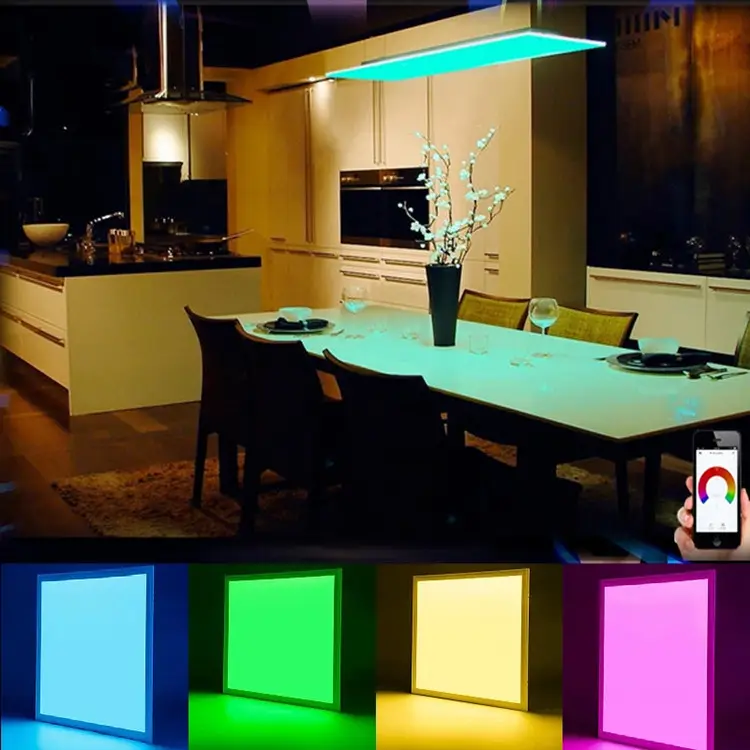 Chine Usine RGB Panneau Lumineux Coloré Smart Plafonnier Dimmable Carré Intérieur pour Restaurant Hôtel