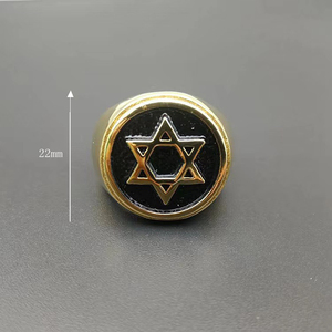 Venta al por mayor nuevo anillo de bodas judío israelí titanio acero chapado en oro ESTRELLA DE <span class=keywords><strong>David</strong></span> de seis puntas hombres anillo joyería (SR022) - Product Image 6