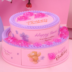 Pink Cake <b>Music</b> Jewelry <b>Box</b> Round DIY With Mirror For Gift Storage - Product Image 3