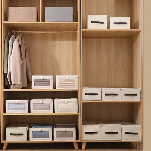 Caja de Almacenamiento Plegable Grande, Moderna y Minimalista, con Ventana Transparente, de Algodón y Lino, <span class=keywords><strong>para</strong></span> Ropa, <span class=keywords><strong>Libros</strong></span> Infantiles y Otros Artículos - Product Image 5