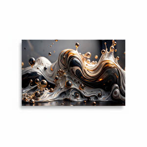 Modern Gold Black Fluid Print Canvas - Abstract Liquid Splash Art,<b>WRAPPED</b> CANVAS - Product Image 2