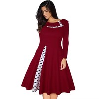 Robe midi trapèze grande taille S-3XL, motif pois, élégante, vintage, pour femme, imprimé pois, boutons, patchwork, années 50, années 60