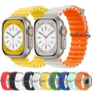 Eraysun okyanus silikon saat kordonları serisi Ultra 8 7 49mm 41mm Smartwatch Apple için kol bandı spor kauçuk Watch Band saat kayışı