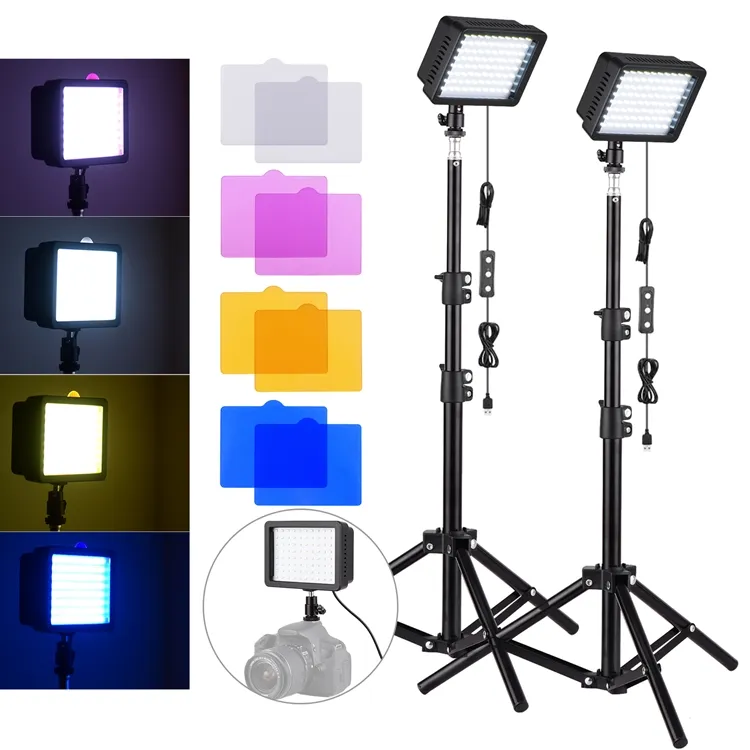 2022 الفيديو الإضاءة معدات التصوير كاميرا ستوديو البسيطة ثنائية اللون led ملء مصباح لوح كيت مع الألوان مرشحات