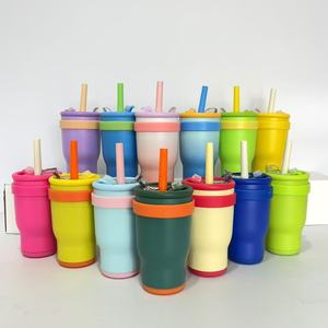 Vaso de Acero Inoxidable Personalizado de 14/40 oz, Aislado, para Niños, con Pajita de Silicona y Base con Tapa Antiderrames - Product Image 1