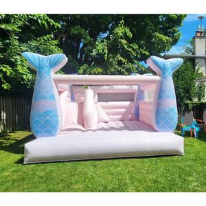 Castillo Inflable de PVC Color Rosa Macaron, Trampolín Inflable, Castillo de Brinco <span class=keywords><strong>con</strong></span> Tobogán, Castillo Inflable Comercial para Niños - Product Image 1