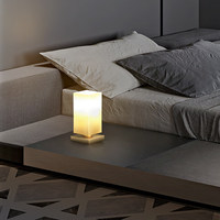 Lámpara de Mesa Moderna Nórdica Minimalista de Latón Macizo con Pantalla de Vidrio, 1000 Lúmenes, Lámpara de Noche para Dormitorio, Estudio, Sala de Estar