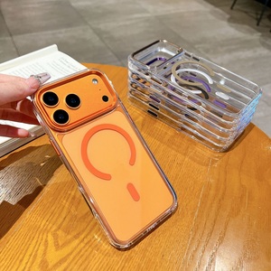 เคสโทรศัพท์แบบใสกันลื่น รองรับการชาร์จไร้สาย สำหรับ iPhone 17 Air 13 14 15 16 Pro Max  วัสดุ TPU+PC  แม่เหล็กแรงสูง  ฝาหลังโปร่งใส - Product Image 4