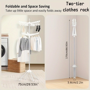 Séchoir à linge pliable multifonctionnel Bras de suspension rotatifs pour la maison, l'extérieur, le voyage et le salon en tissu métallique - Product Image 5