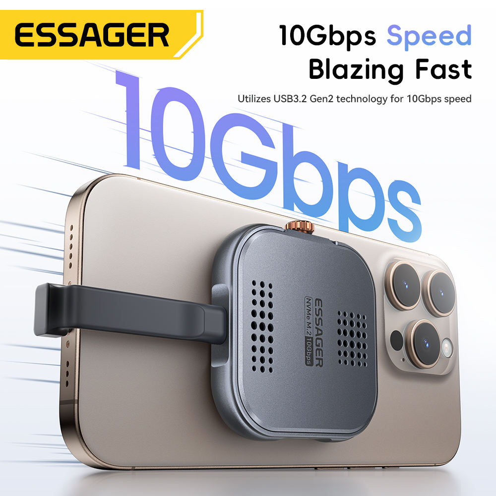 ESSAGER ES-YP01 100W 10Gbp USB External Hard Drive Enclosure Aluminum  Type C Magnetic Nvme 2230 SSD HDDEnclosure