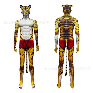 Combinaison Muscle Tiger pour homme adulte, costume de scène avec couvre-chef, étiquette personnalisable, support de personnalisation - Product Image 3
