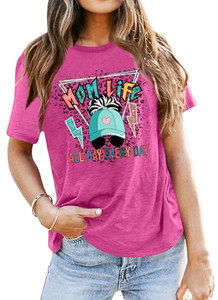 T-shirts OEM ODM pour femmes : 'En <span class=keywords><strong>ma</strong></span> période de maman', 'Mama', 'Mom Life', avec impression de lettres 'Mama' amusante, décontractés pour la Fête des Mères - Product Image 3
