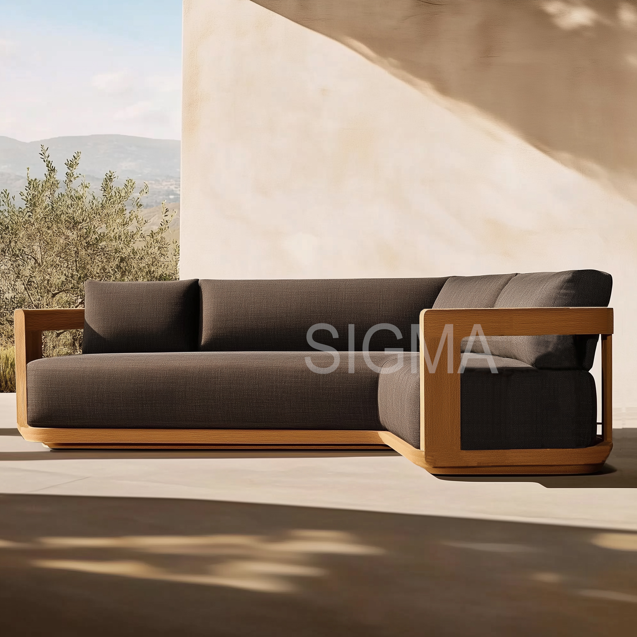 2025 Customizable Teak Patio Furniture Set Outdoor Sofa Wood Ottoman for Hotels Villas Farmhouses Apartments Patios Parks