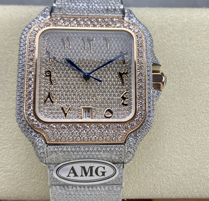 Montre mécanique de luxe rectangulaire avec alarme de plongée, zircon moissanite VVS, logo personnalisable, cadran à aiguilles, argent, unisexe - Product Image 1