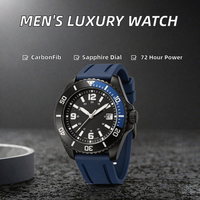 Montre analogique de luxe pour hommes, cristal saphir, cadran en fibre de carbone, bracelet en cuir de vache