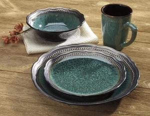 Conjunto de vajilla de cerámica de 16 piezas, juego de vajilla de gres, colección verde - Product Image 2