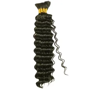 Hot Selling Products 2024 100% Cutice Aligned Double Drawn Deep Wave Bulk Braiding Human Hair No Tangle Or Shedding No Chemical