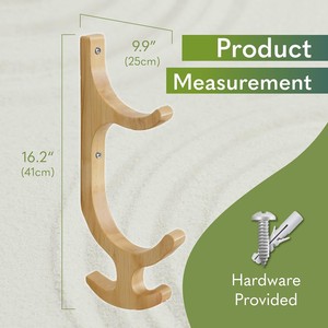 Support mural pour tapis de yoga en bois, 3 niveaux, robuste, finition hêtre, organiseur de rangement pour salle de sport à domicile - Product Image 1