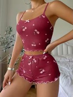 Ensemble pyjama pour femmes MHK84, camisole d'été, shorts élastiques, vêtements de maison pour femmes, imprimé jacquard