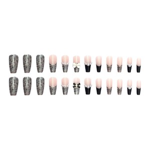Unghie Finte Artigianali a Mandorla, Stile Francese Chic con Accenti a Farfalla, Nail Art di Alta Gamma, Stile Slim-Fit, Vendita all'Ingrosso - Product Image 5