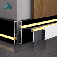 Plinthe lumineuse en aluminium avec éclairage LED, finition noir, or, blanc, gris, profil en alliage d'aluminium, plinthe de sol
