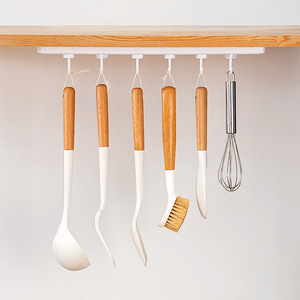 Accesorios para el hogar, ganchos de plástico montados en la pared, estante de almacenamiento de cocina colgante Flexible extraíble, organizador de ropa de doble propósito - Product Image 6