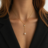 Collier élégant en acier inoxydable plaqué or pour femme, avec pendentif minimaliste en perle naturelle, ras-de-cou, bijoux de mariée, cadeaux