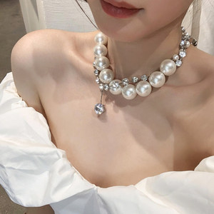 Boonee Alus Niche Europäisch-Amerikanische Überdimensionierte Perlenkette Vergoldete Damen-Choker-Halskette Luxuriöse Schlüsselbein-Kette für Partys - Product Image 3