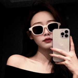 TR8061 Retro Polygonal <b>Sunglasses</b> For Women UV400 Protection <b>Small</b> <b>Frame</b> Street Style Fashionable Black TR Material - Product Image 1