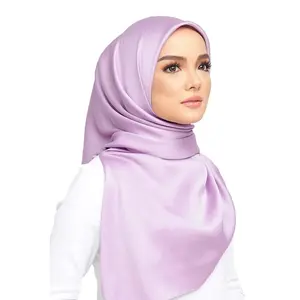 Plain color satin silk like shawl malaysia headscarf muslim shawl hijab scarves