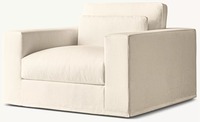 Canapé simple en tissu avec base en chêne, fauteuil moderne et confortable pour salon