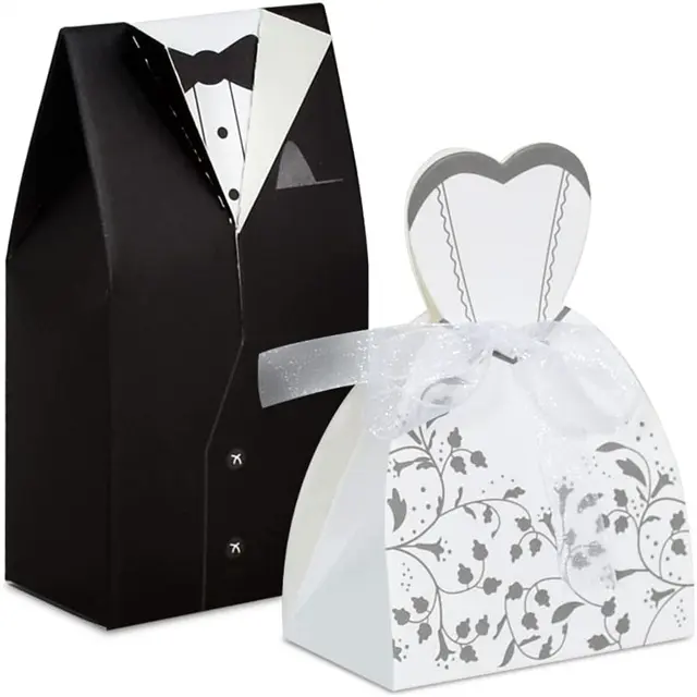 Wedding Party Favor Boxes Wedding Candy Boxes Dress Tuxedo Bride Groom Candy Chocolate Gift Box for Decoration Party Supplies