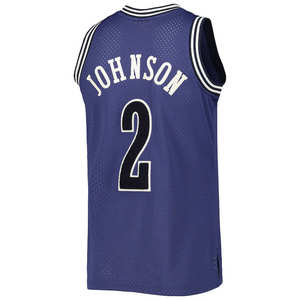 Herren Charlotte Jersey #<span class=keywords><strong>2</strong></span> Larry Johnson-Klassische Basketball uniform Atmungsaktive, schnell trocknende, gestickte, genähte Sport bekleidung - Product Image 4