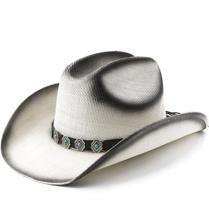 Precio de fábrica Sombrero de vaquero occidental retro elegante estilo Texas, Sombrero de paja de papel pintado al por mayor, Cinturón para sombrero de vaquero mexicano - Product Image 3