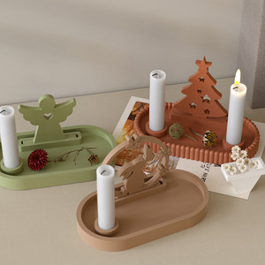KY bricolage ovale rayé bougie plateau colle <span class=keywords><strong>moule</strong></span> noël plâtre <span class=keywords><strong>bougeoir</strong></span> présentoir Silicone <span class=keywords><strong>moule</strong></span> - Product Image 3